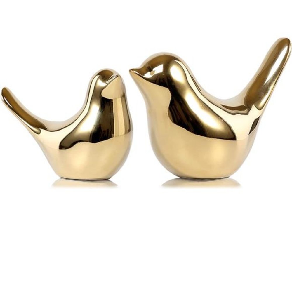 Small Birds Statues Gold Home Decor Modern Style Figurine Decorative Ornaments